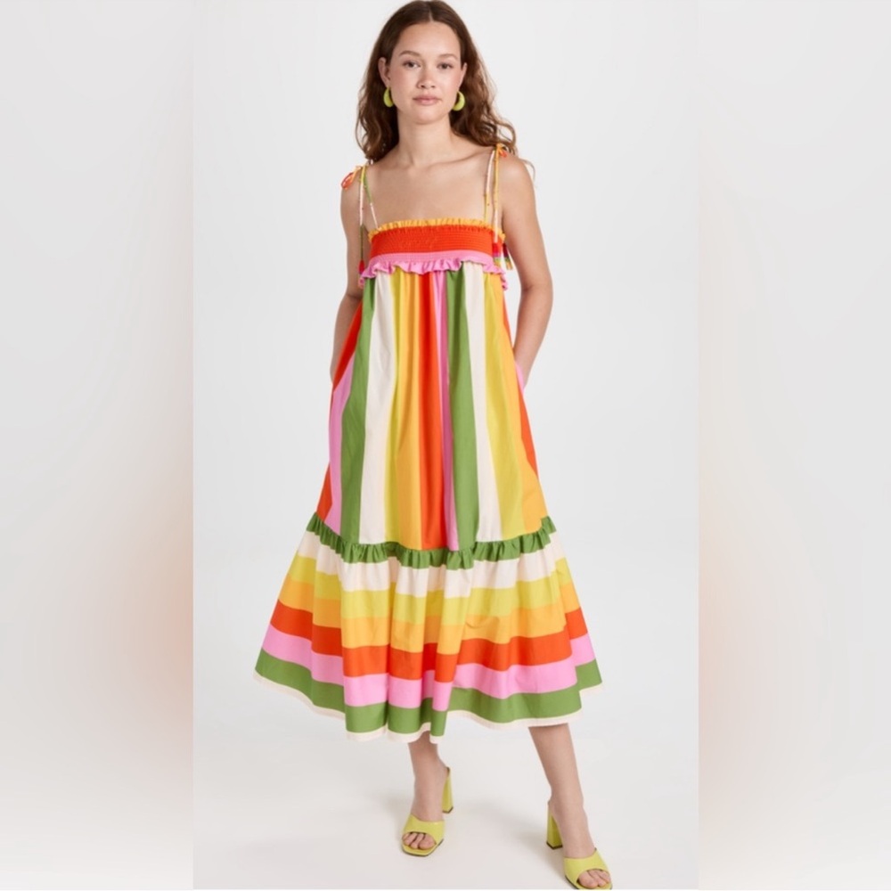 Farm Rio Colorful Striped Maxi dress